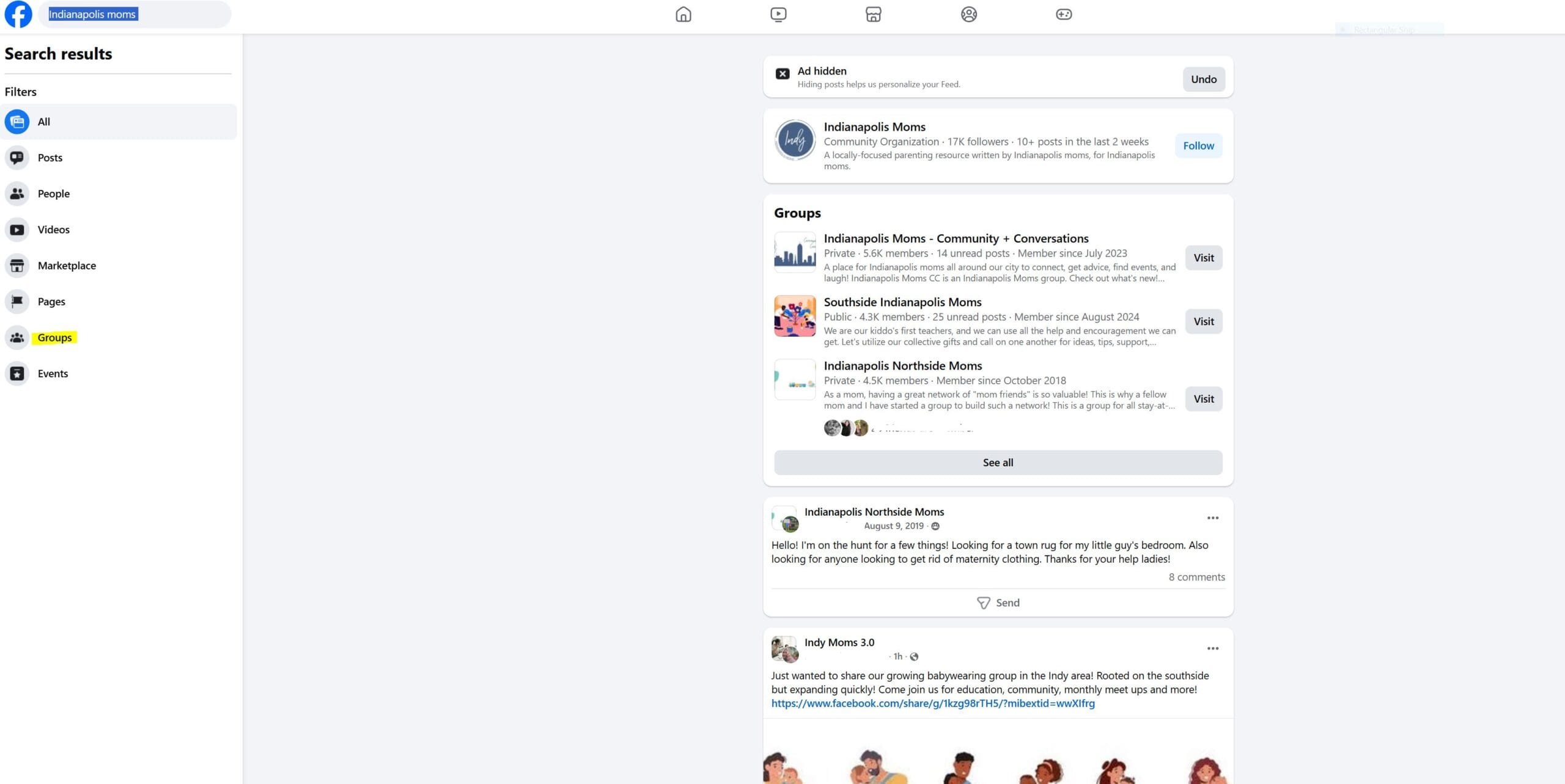 free marketing strategies for photographers screenshot on how to search for facebook groups