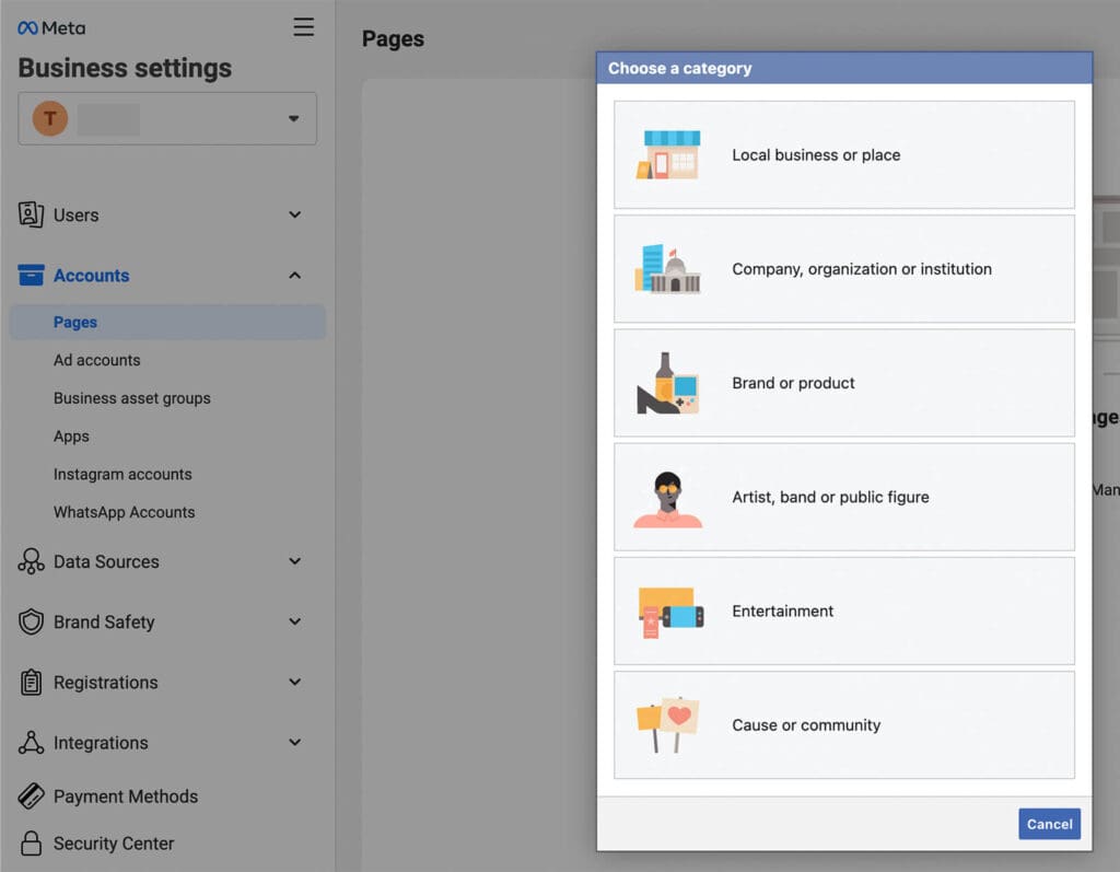 a screenshot from facebook to help photographers set up their facebook business page for their small business