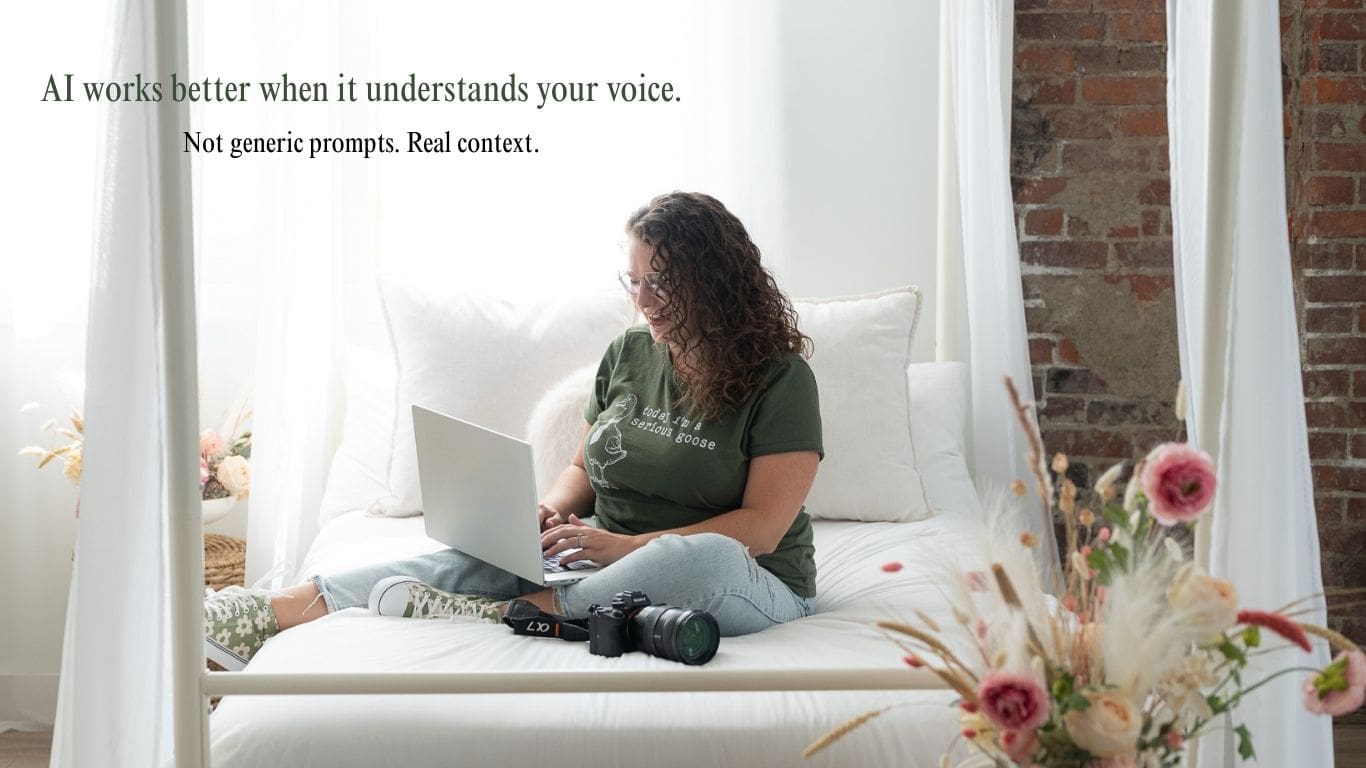 Creative business owner using AI marketing system for photographers